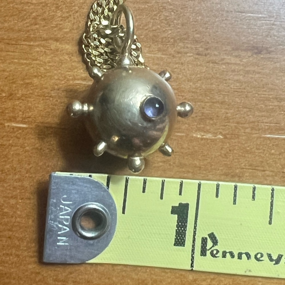 Vintage 1960s Gold-Plated Sterling Silver Sputnik Iolite Pendant HEAVY! 19.8 g - Picture 5 of 15